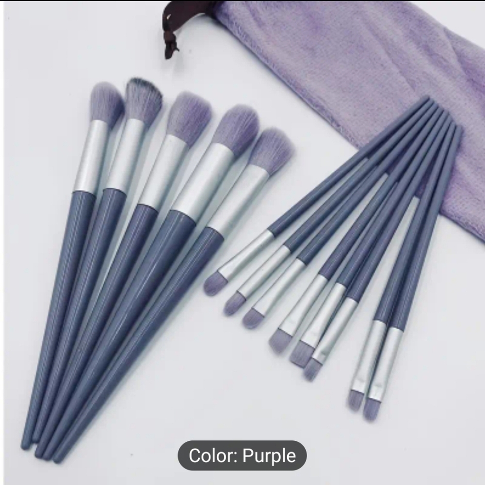 13pcs Hypoallergenic Makeup Brush Set - purple.